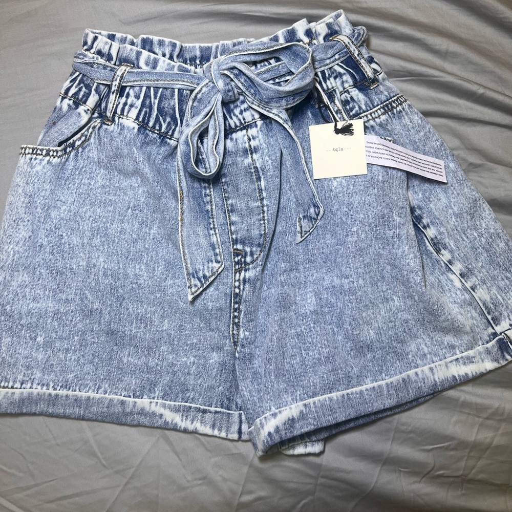 Paper bag Style Denim Shorts